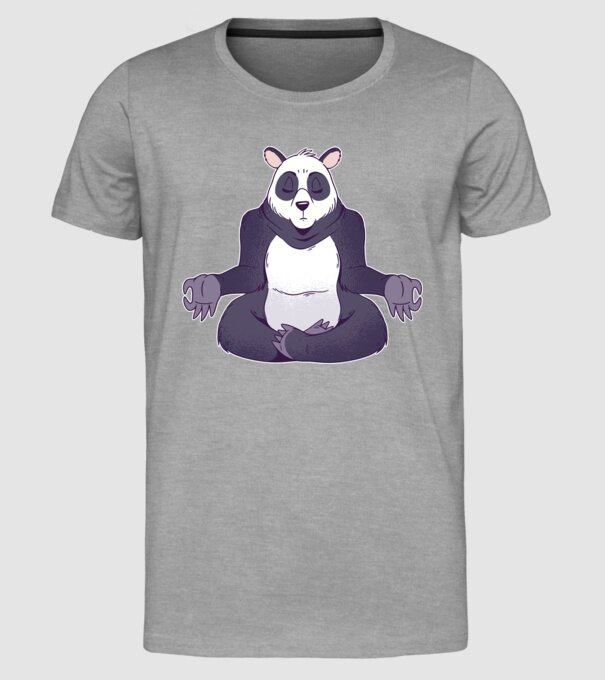 Panda Meditație model gri pe tricou
