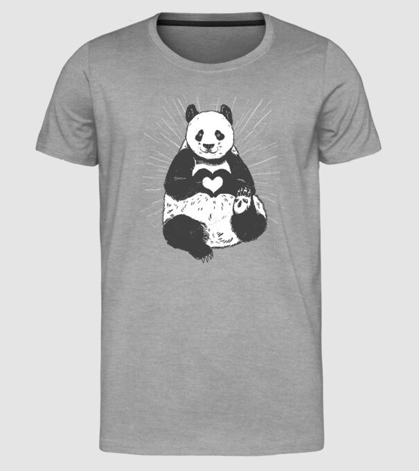 Inimă panda model gri pe tricou