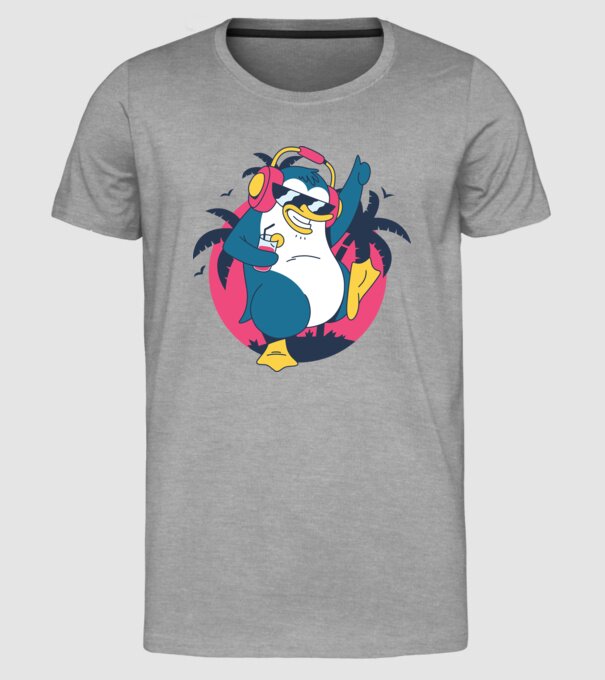 Pinguin de Petrecere model gri pe tricou