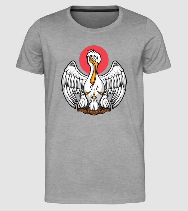Familie Pelican model gri pe tricou