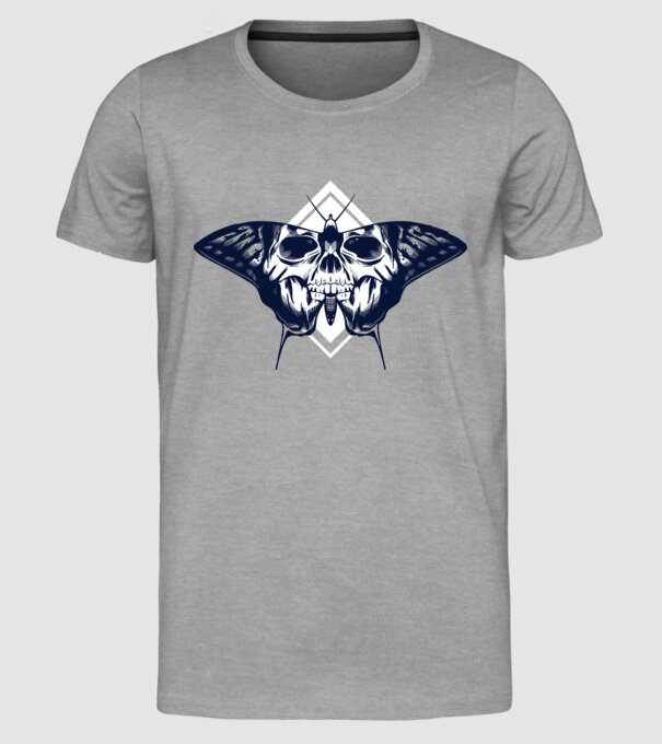 Craniu fluture model gri pe tricou
