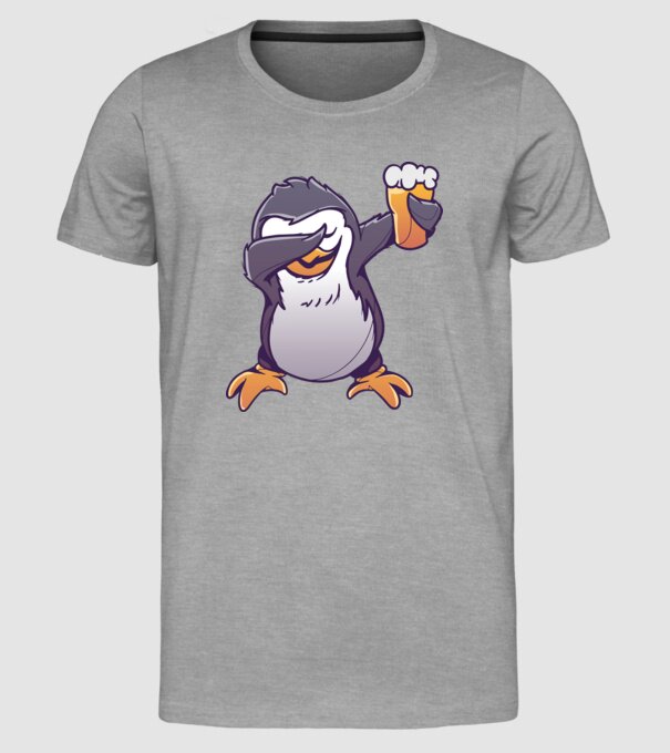 Pinguin cu Bere DAB model gri pe tricou