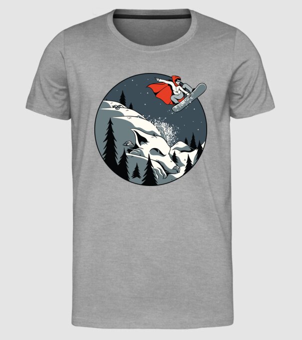 Scufița Roșie și Lupul Snowboard model gri pe tricou