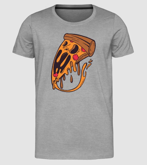 Pizza Horror model gri pe tricou