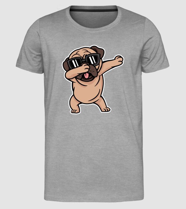 Pug DAB model gri pe tricou