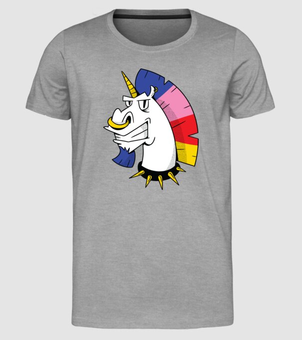 Punk unicorn model gri pe tricou