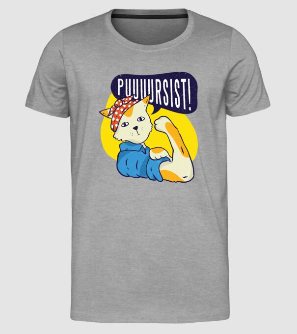 Pisică Pursist model gri pe tricou