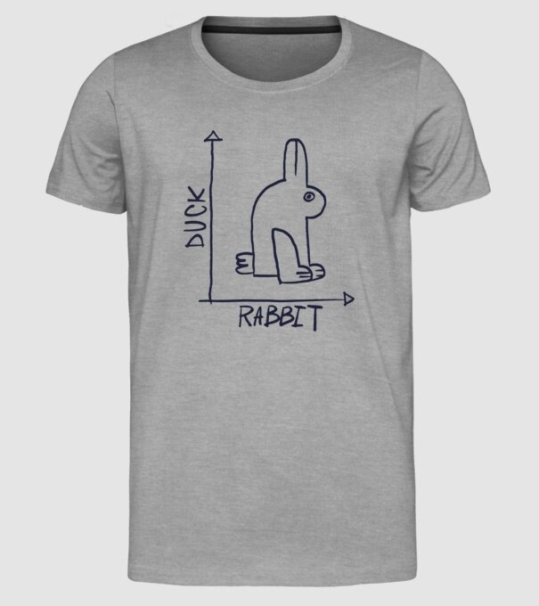 Rabbit vs Duck - Iepure sau Rață model gri pe tricou