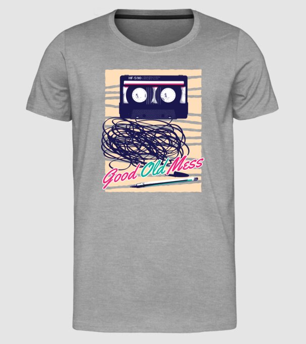 Vremuri bune și vechi Casetă model gri pe tricou