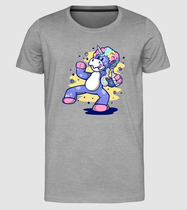 Unicorn beat model gri pe tricou