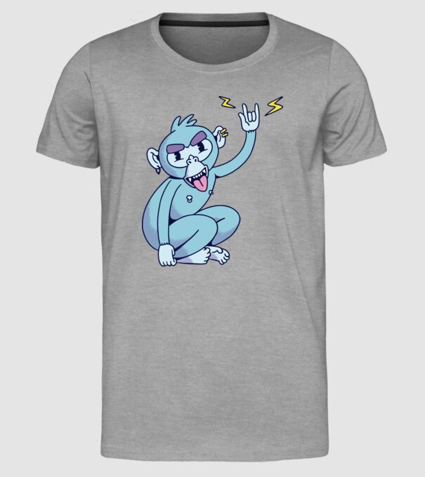 Maimuța Rocker model gri pe tricou