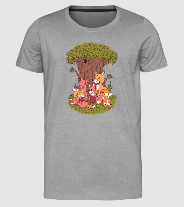 Familie Vulpe model gri pe tricou
