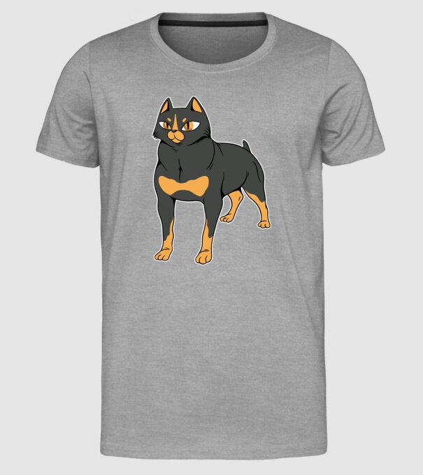 Rottweiler pisică model gri pe tricou