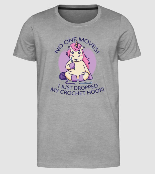 Nu mișcă nimeni, mi-a căzut acul de tricotat - Unicorn model gri pe tricou