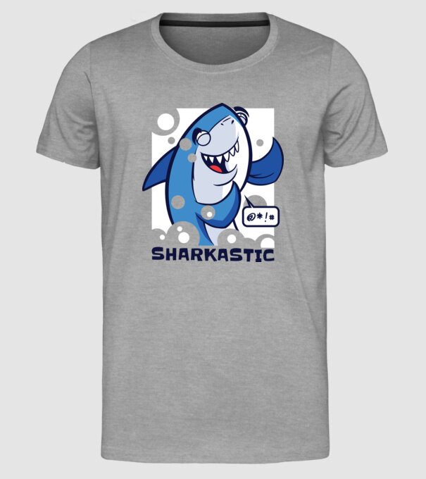 Sharkastic - Rechinul sarcastic model gri pe tricou