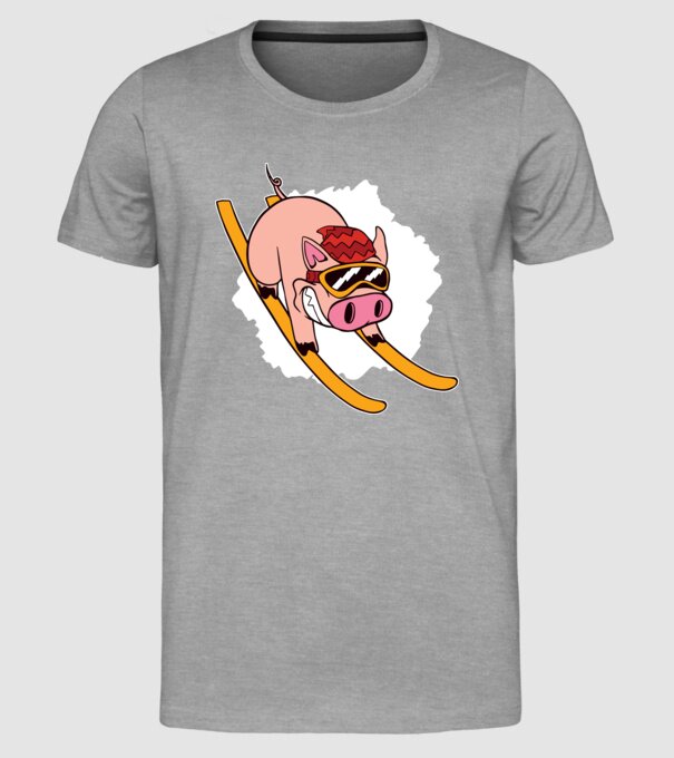 Porcușor schior model gri pe tricou