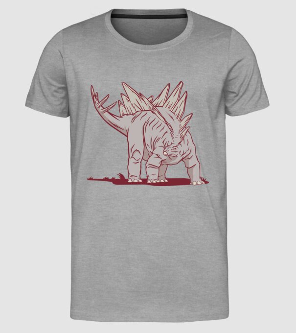 Stegosaurus dinozaur model gri pe tricou
