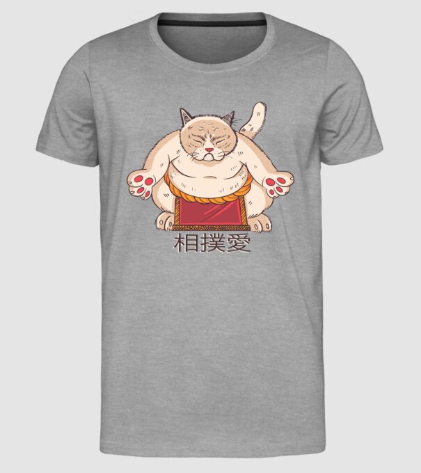 Pisică Sumo model gri pe tricou