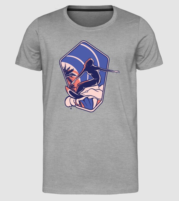 Surf ilustrare model gri pe tricou