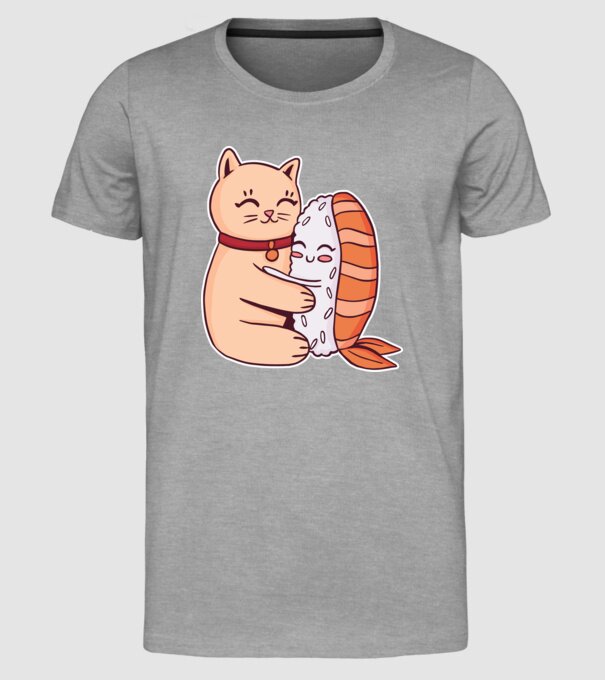 Sushi cu Pisică model gri pe tricou