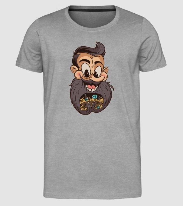 Comoară barbă model gri pe tricou