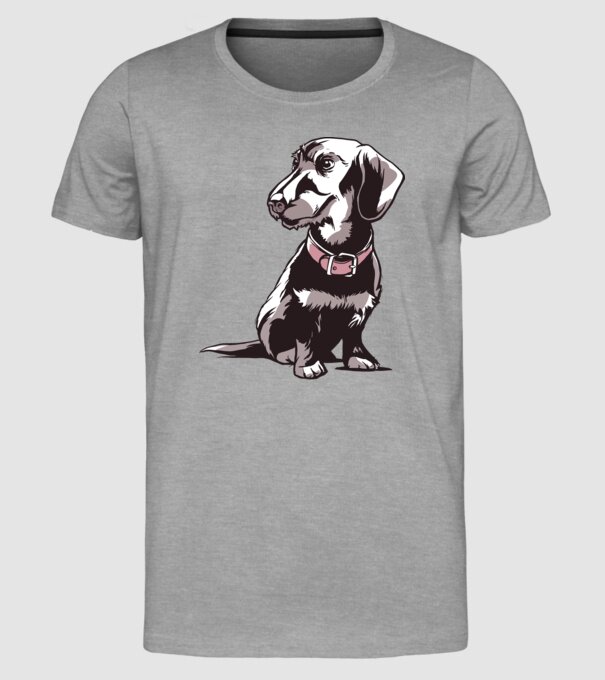 Teckel cu părul sârmos model gri pe tricou