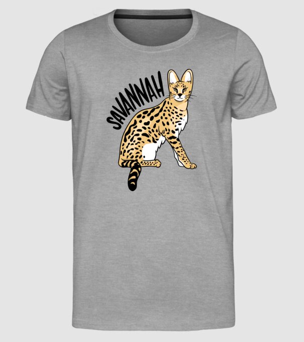 Pisică Savannah model gri pe tricou