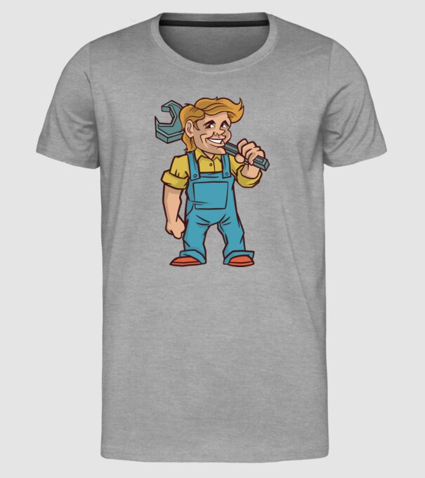 Instalator model gri pe tricou