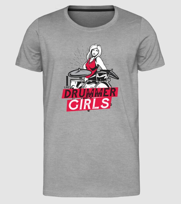 Îmi plac fetele bateriste model gri pe tricou