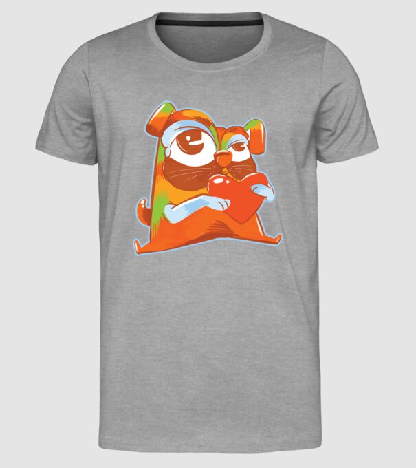 Mops colorat model gri pe tricou