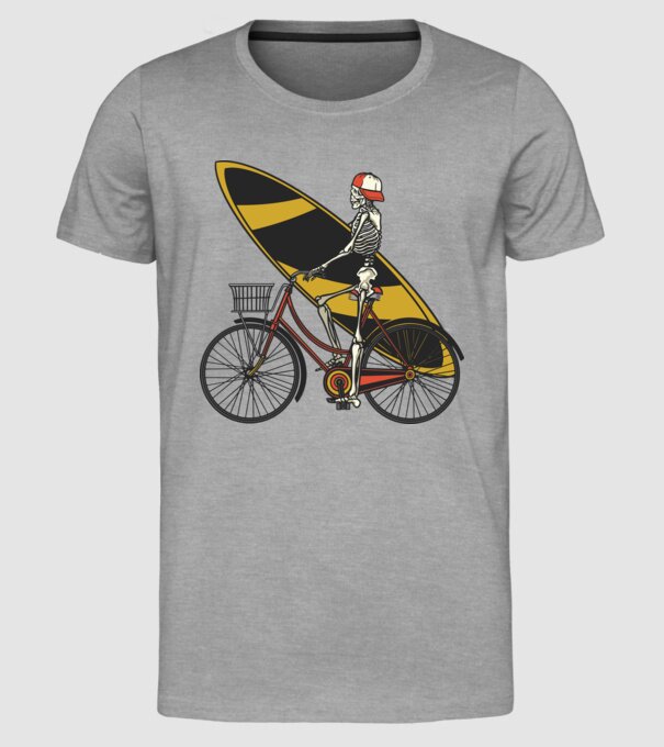 Schelet surfer model gri pe tricou