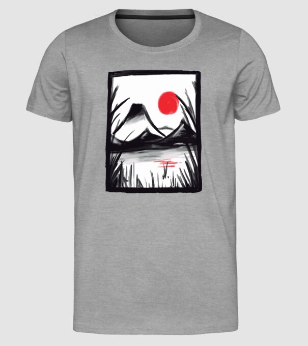Peisaj Pictură model gri pe tricou