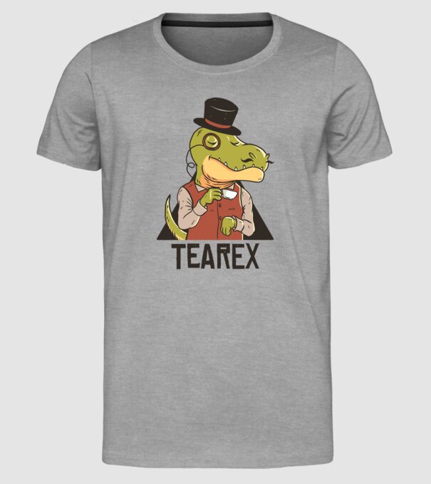 Tea Rex dinozaur cu ceai model gri pe tricou