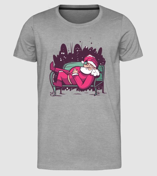 Moș Crăciun doarme model gri pe tricou