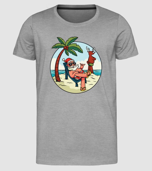 Moș Crăciun în vacanță de vară model gri pe tricou