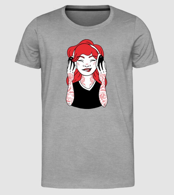 Fată Gamer tatuată model gri pe tricou