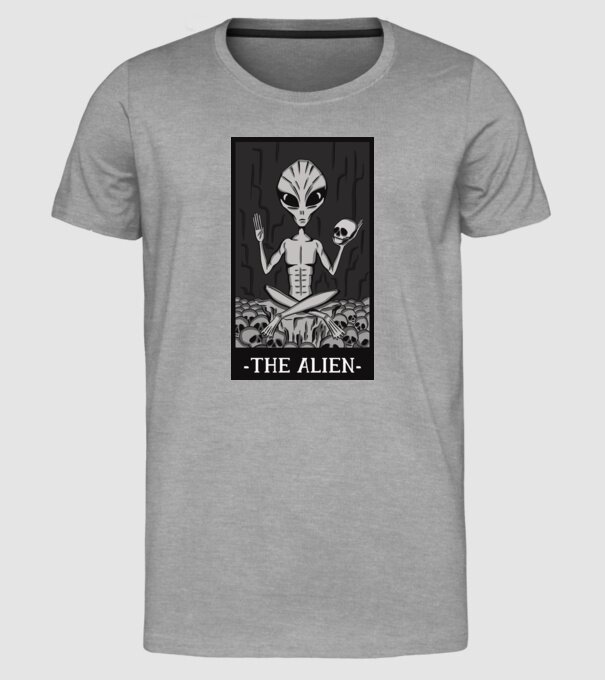 Extraterestru - Carte de tarot model gri pe tricou