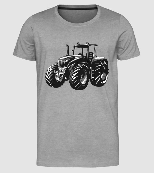 Tractor model gri pe tricou