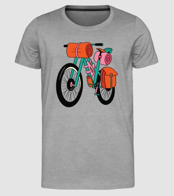 Bicicletă Drumeție model gri pe tricou