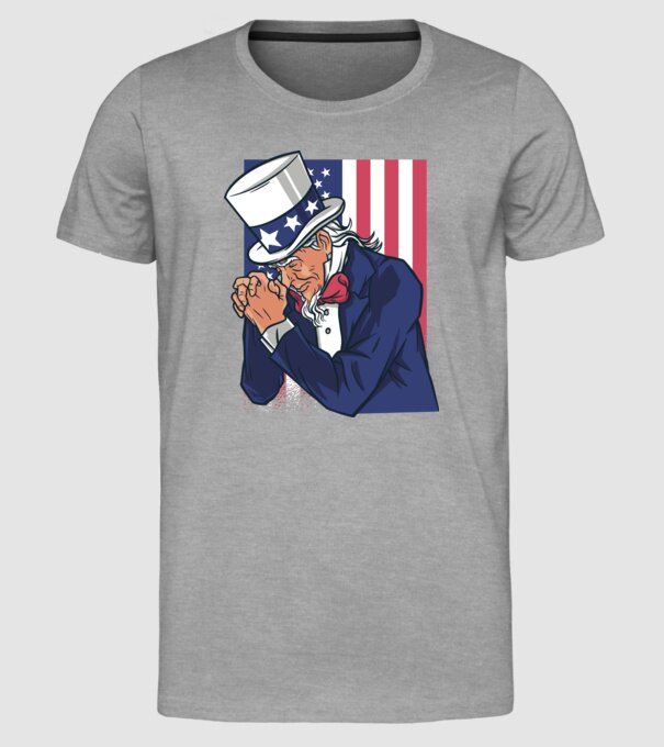 Uncle Sam se roagă model gri pe tricou