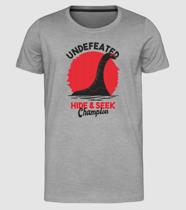 Undefeated Hide & Seek Champion model gri pe tricou