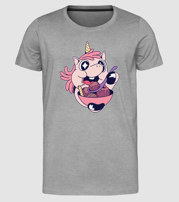 Unicorn Înghețată model gri pe tricou
