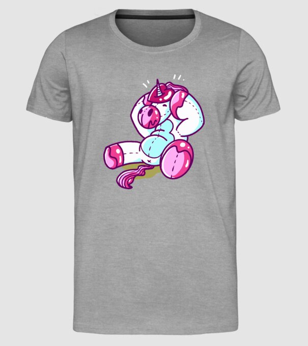 Unicorn cu inimă încornorată model gri pe tricou