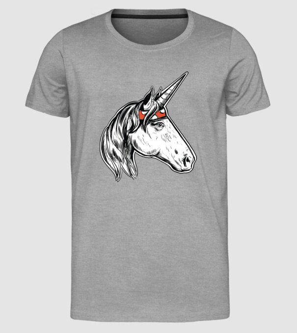Cal Unicorn model gri pe tricou