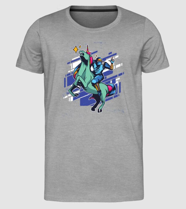 Unicorn Ninja model gri pe tricou