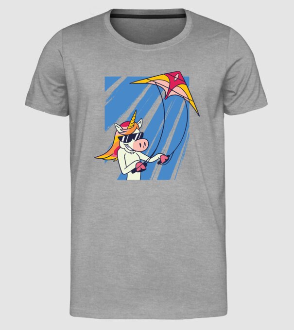 Unicorn lansează zmeie tricou drăguț model gri pe tricou