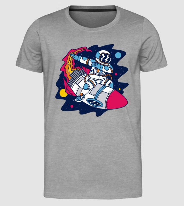 Astronaut DAB model gri pe tricou