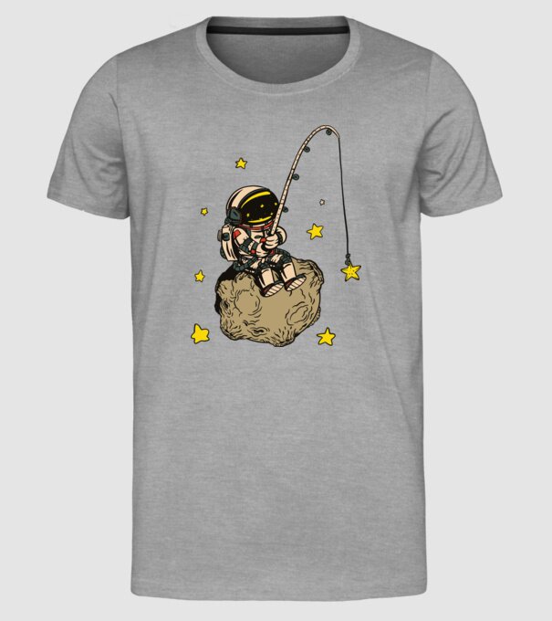 Pescar Astronaut model gri pe tricou