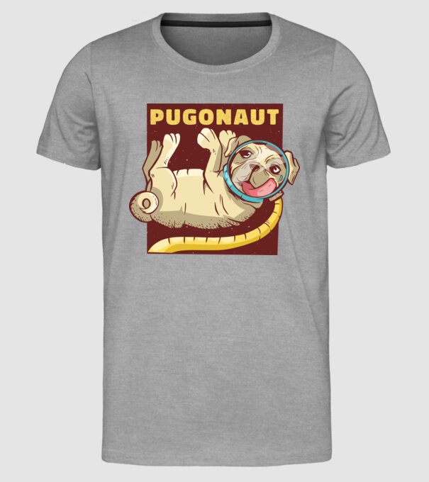 Mops Astronaut model gri pe tricou