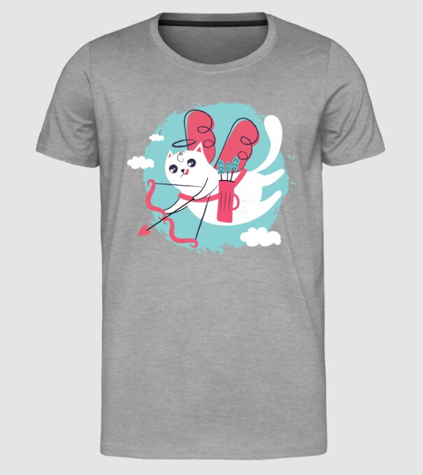 Pisică Valentin model gri pe tricou